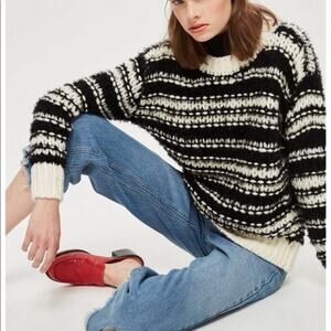 NEW Topshop women’s small knitted multi stitch jumper in mono black & white NWOT